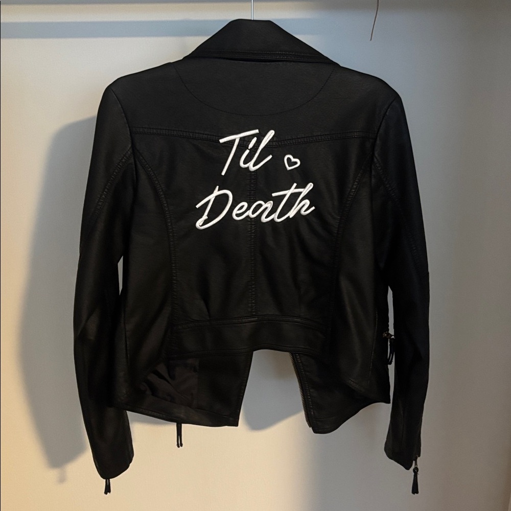 David’s bridal til death pleather jacket
